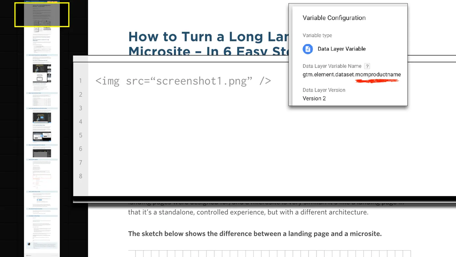 Google Tag Manager Data Layer Variable capturing the product name for a product-in-view event
