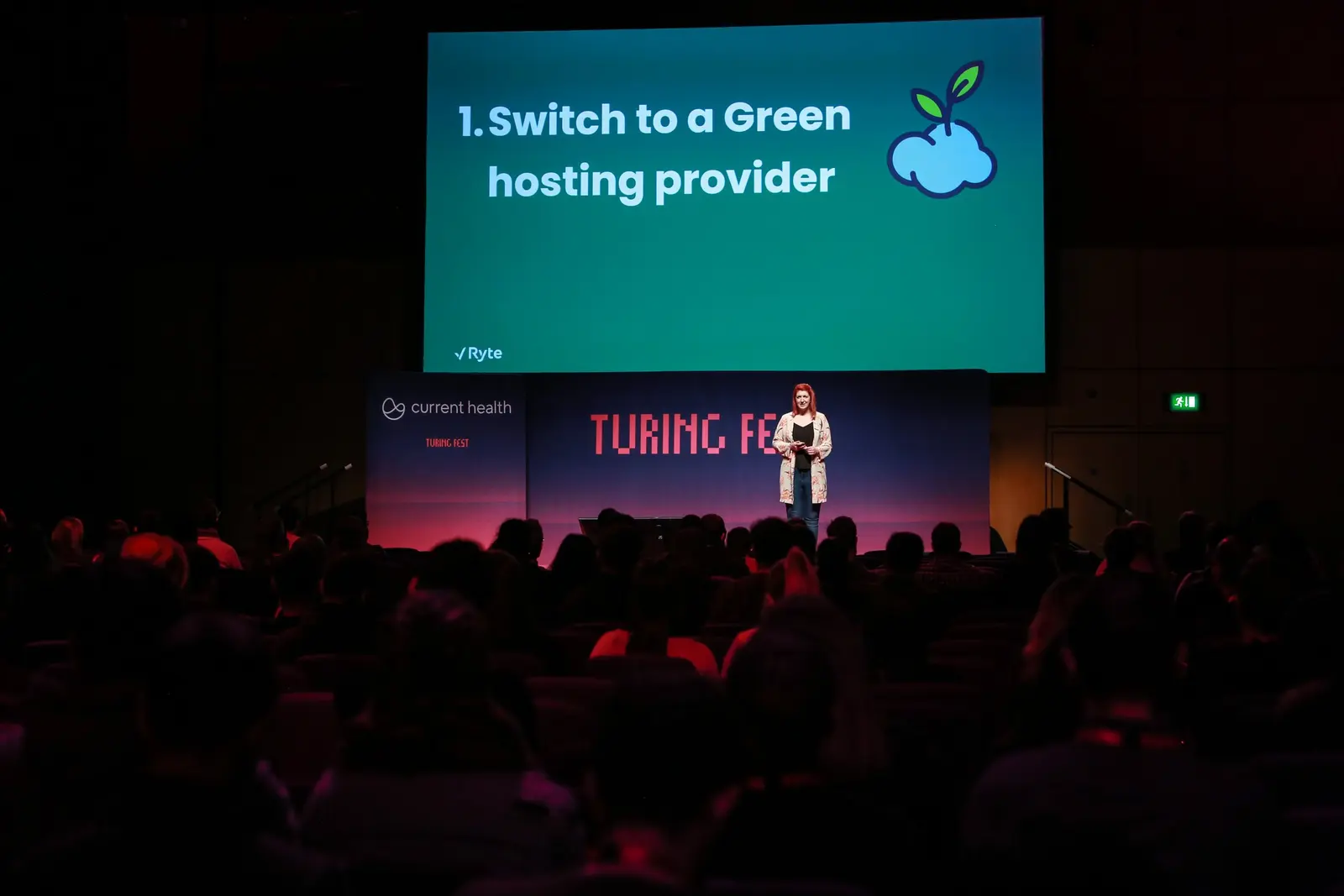 Izzi Smith of Ryte presenting to the audience at Turing Fest 2021